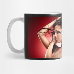 Face painted woman in closeup Mug